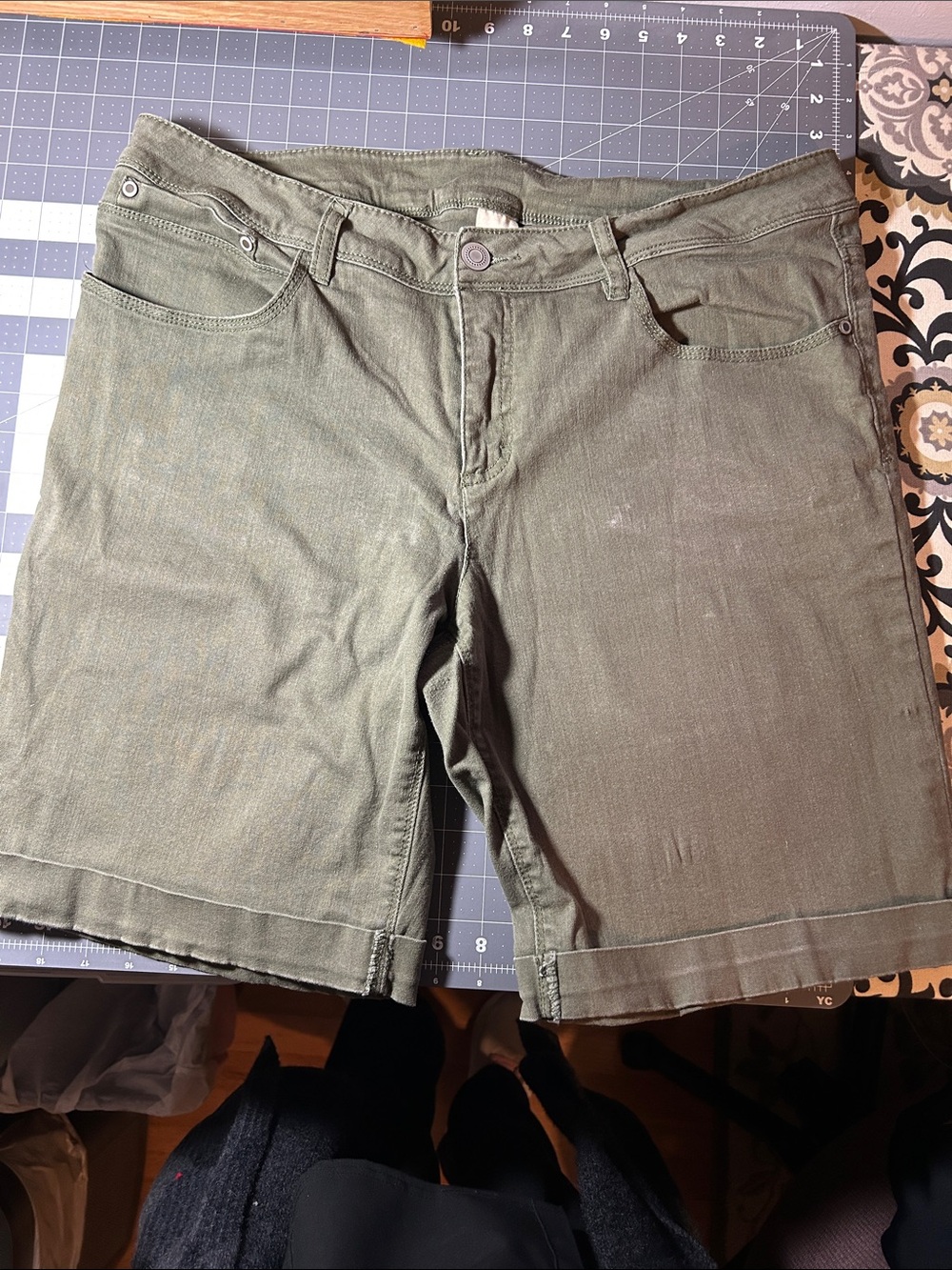 Faded Glory Olive Green Jean Shorts